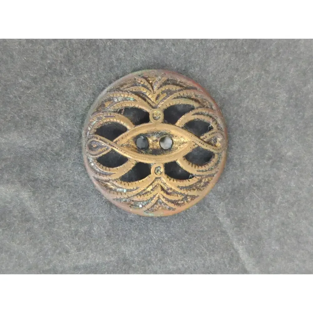LOT EE of 10 Antique Vintage Victorian Brass Mixed Materials Buttons ESTATE FIND